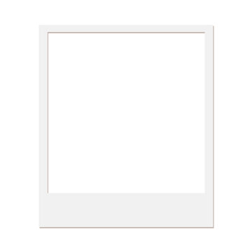 White Polaroid frame on transparent background square picture photo instant camera blank empty template border photography