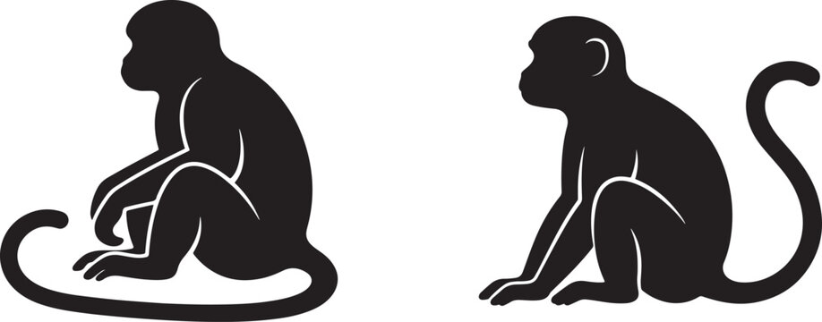 Monkey silhouettes side view