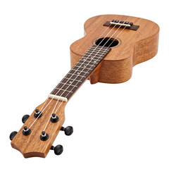 Fototapeta premium Wooden Ukulele Isolated on White Background - Acoustic String Instrument