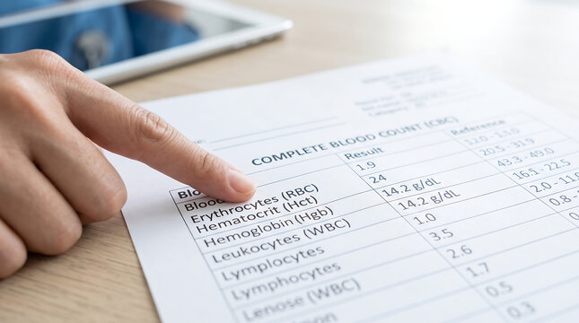 Blood test results, medical chart, healthcare concept, doctor's office, lab report