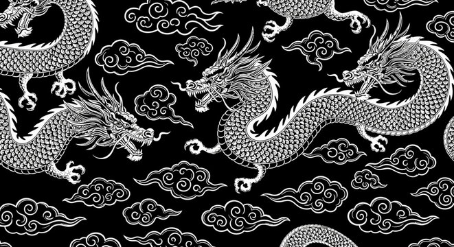 Traditional Chinese dragon design pattern.