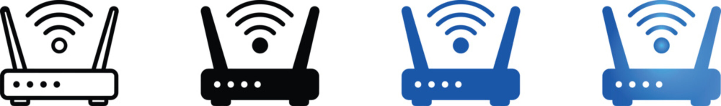 Wireless router vector icon set modern wifi signal strength illustrations