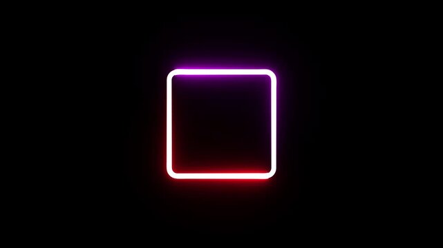 Neon glow rectangle box animation, dynamic light effect creating abstract frame.