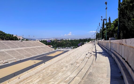 Photo of the Panathenaic Stadium (Kallimarmaro), one of Athens' most celebrated historic monuments and the world's only stadium built entirely of marble. 