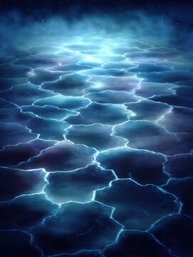 Frozen Lake Surface with Cracks and Light Reflections Abstract Winter Landscape Cold Ice Texture