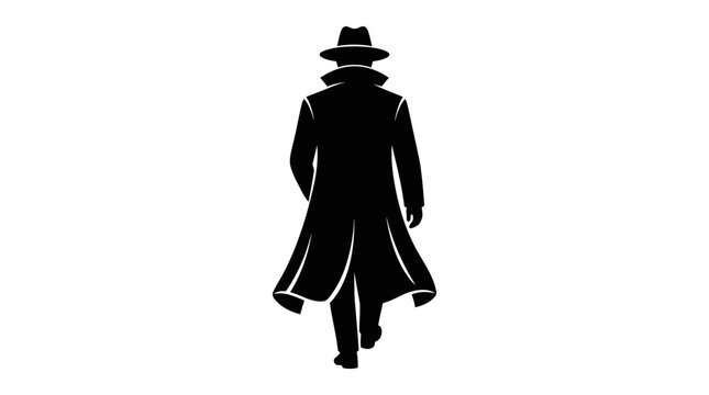 Silhouette of a mysterious detective walking away.