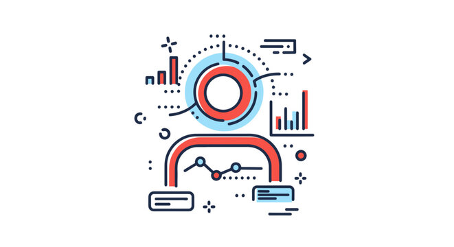 Colorful infographic elements and data visualization icons.
