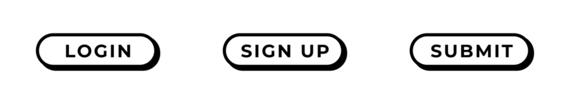 Login, sign up, submit, Buttons.  