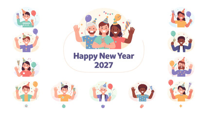 Fototapeta premium happy new year 2027 celebration vector