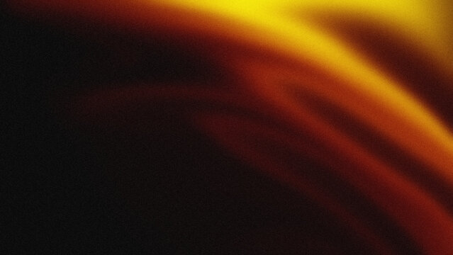 Abstract orange neon light leak on black background with retro grain texture