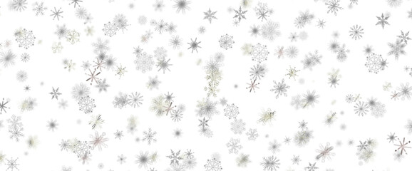 Fototapeta premium Winter snow flakes falling down on a white background