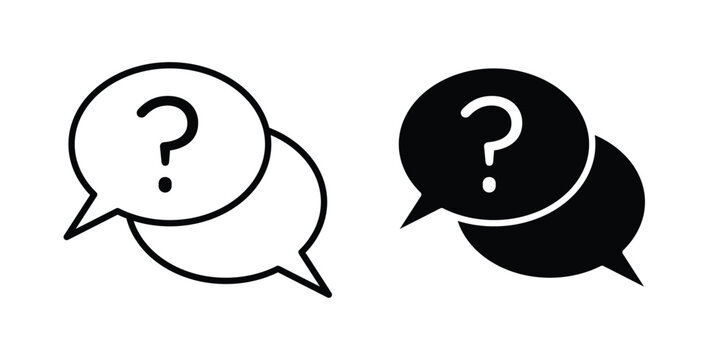 Comment question icon line illustrations set