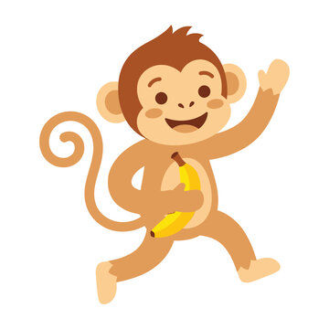 monkey holding banana cartoon character