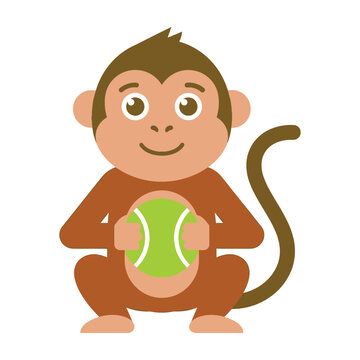 monkey holding tennis ball cartoon character