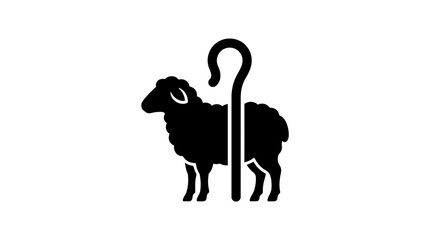 Black sheep standing with shepherds crook. © almeera