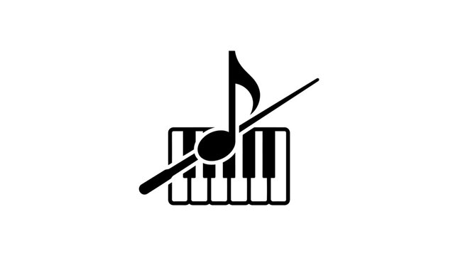 Music Note on Piano Keys Icon.