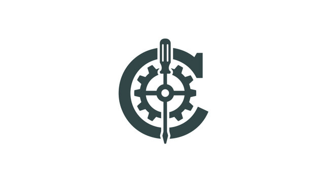 Gear Cog Mechanical Industrial Symbol Logo.