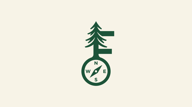 Green compass with tree symbol.