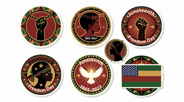 Juneteenth Celebration Icons: Freedom, Unity, and Heritage Graphics