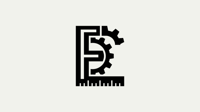 Engineering logo with gear and ruler.