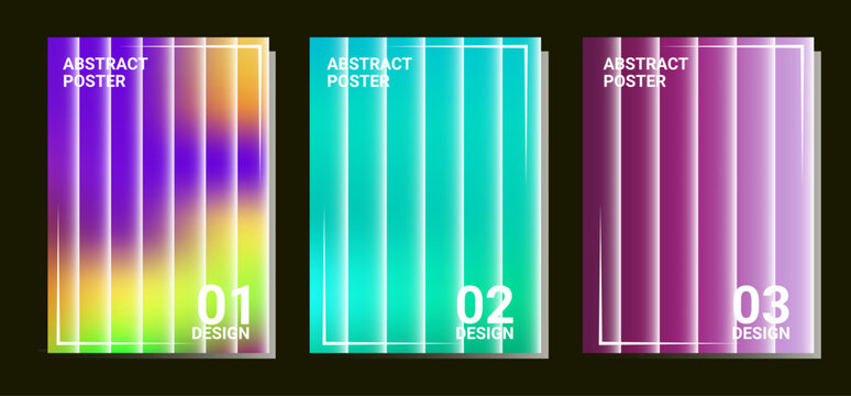 Abstract gradient posters with vertical lines and numbers zero one zero two zero three