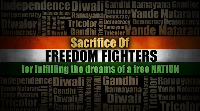 India independent day tribute freedom fighters national pride graphic design