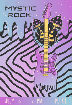 Mystic Rock Psychedelic Guitar Poster
