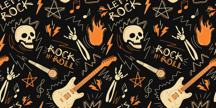 Rock-n-Roll Seamless Pattern Vector