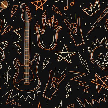 Dark Neon Rock Seamless Pattern