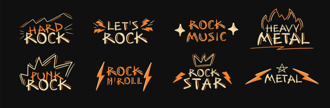 Hand-Drawn Rock Music Text Logos