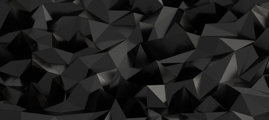 Obraz premium Dark abstract background with a detailed polygonal texture pattern.