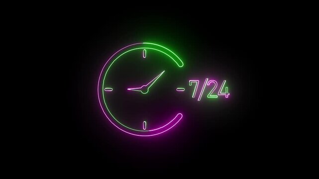 Futuristic holographic 7124 countdown timer glowing green neon digital display