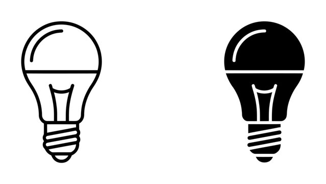 LED Lightbulb Icons: A pair of modern LED lightbulb icons, one outlined and one filled silhouette, representing energy efficiency and innovation.