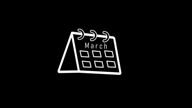 March calendar with doodle style and date grid on dark background