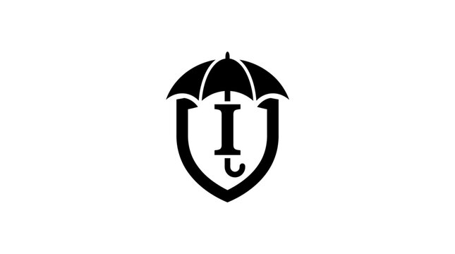 Black umbrella shield logo symbol.
