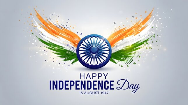 India independence day celebration tricolor with ashoka chakra august 15th graphic