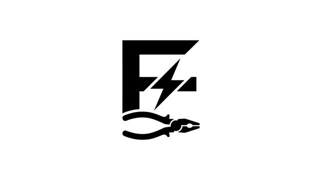 Black letter F logo with lightning.