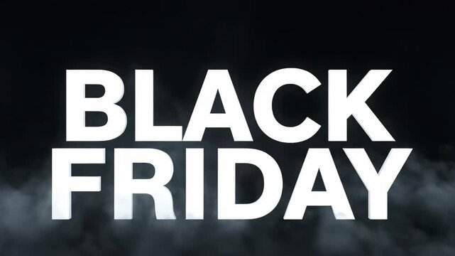 Black Friday text surrounded by dark smoke on black background