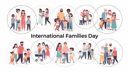 Fototapeta premium International Families Day illustration with diverse family groups