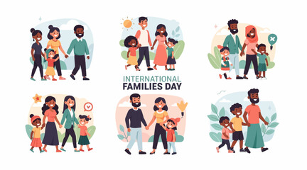 Fototapeta premium International Families Day, diverse families illustrations
