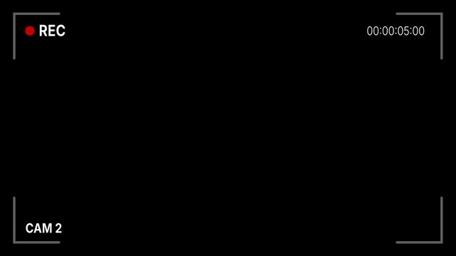 Video camera recorder screen overlay, Camera view finder digital overlay display, Motion graphics of record time concept
