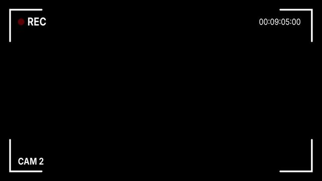 Video camera recorder screen overlay, Camera view finder digital overlay display, Motion graphics of record time concept