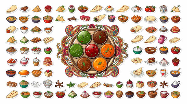 Indian Food Assortment: Delicious Dishes, Snacks & Desserts Collection