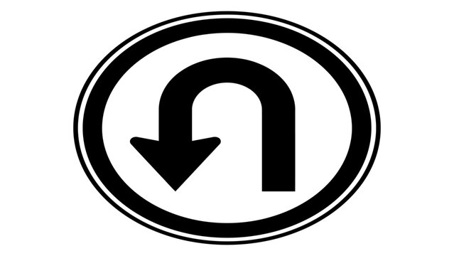 U-turn arrow icon represents a mandatory reversal of direction for drivers on the public roadway.