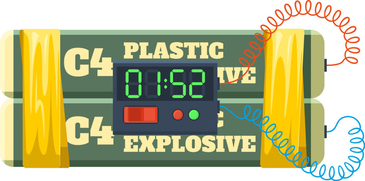 Explosive device with digital timer showing a critical countdown, representing danger and urgency