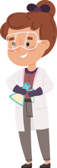 Fototapeta premium Smiling child wearing safety goggles and a lab coat, performing a science experiment