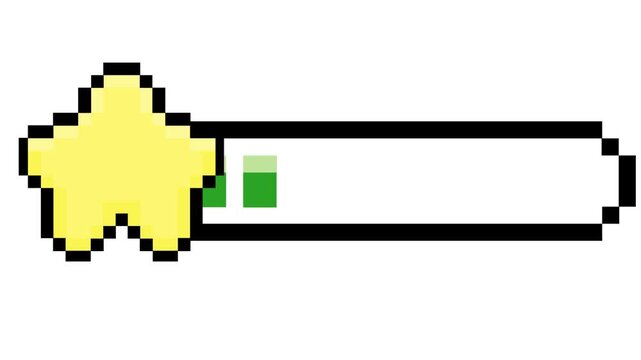Retro pixel art star and progress bar indicating game achievement, user status, or loading progression in a digital interface graphic