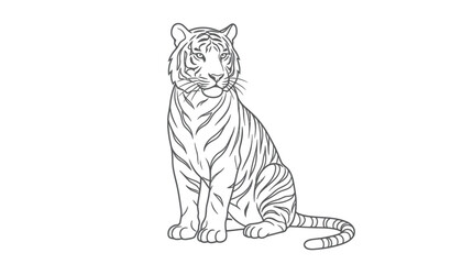 Tiger sitting upright facing forward illustration © Dias