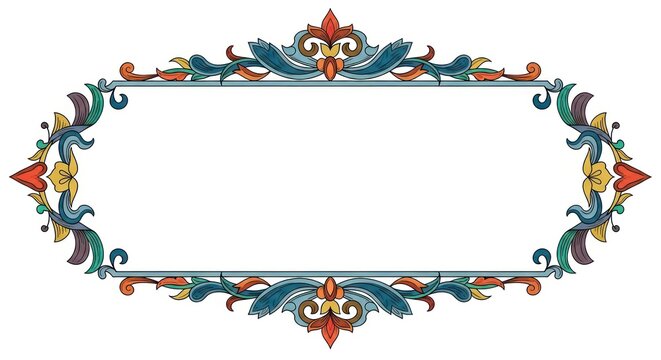 Vibrant floral border design template.