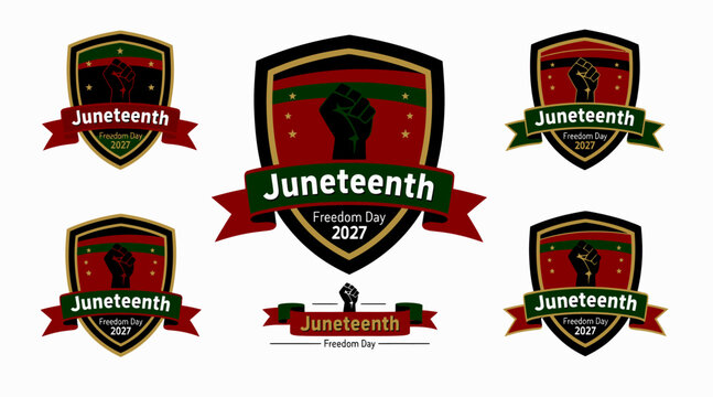 Juneteenth freedom day 2022 logo set